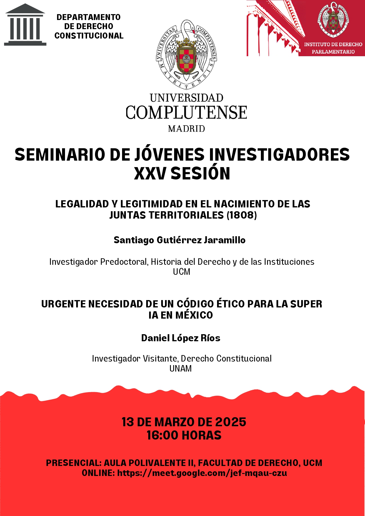 Seminario de Jóvenes Investigadores (14 marzo, Aula Polivalente II) 