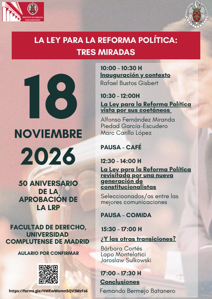 Seminario La Ley para la Reforma Política: Tres Miradas (18 noviembre 2026)